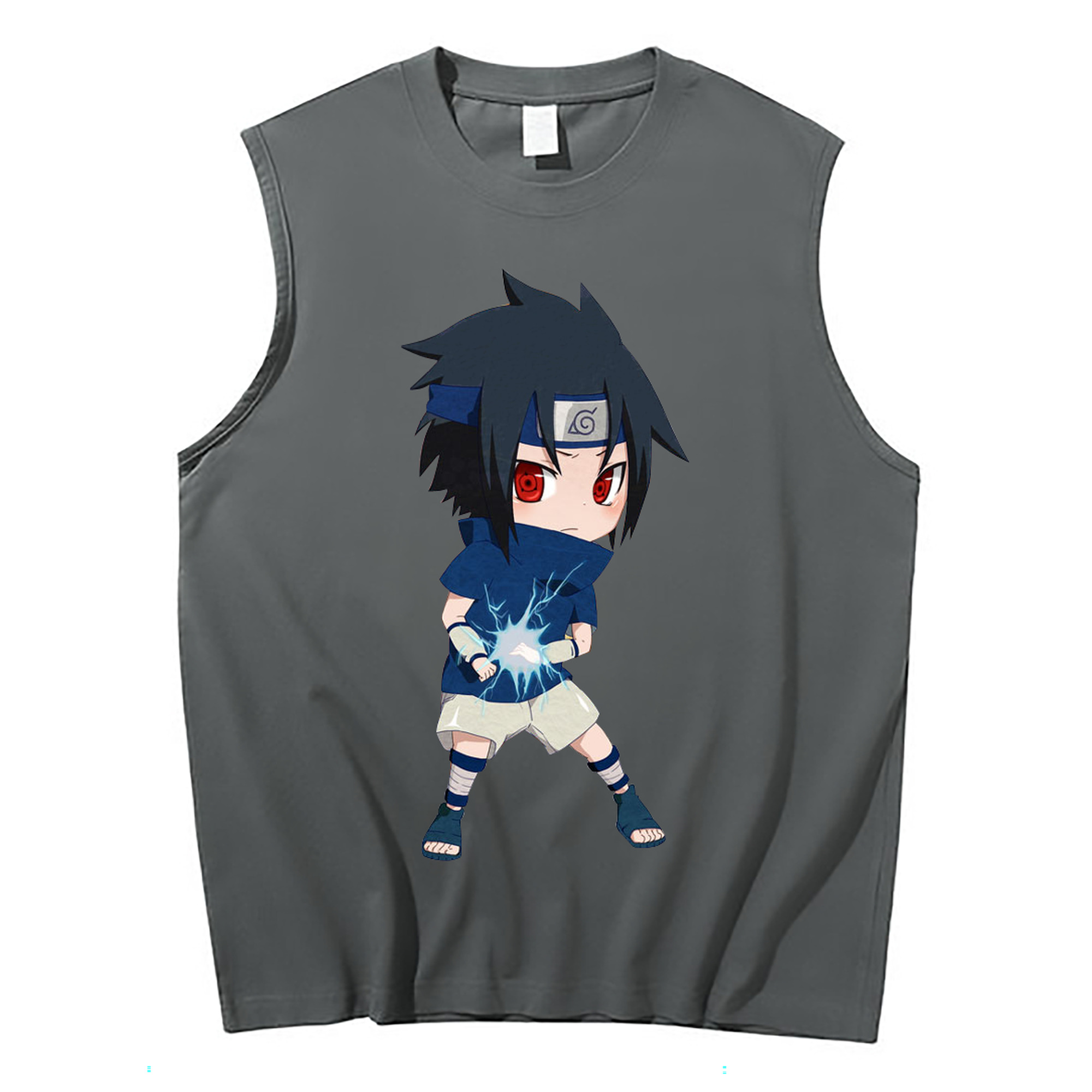（画像用） NARUTO -ナルト- うちは サスケ Uchiha Sasuke コットン100％タンクトップ（フロントプリント）